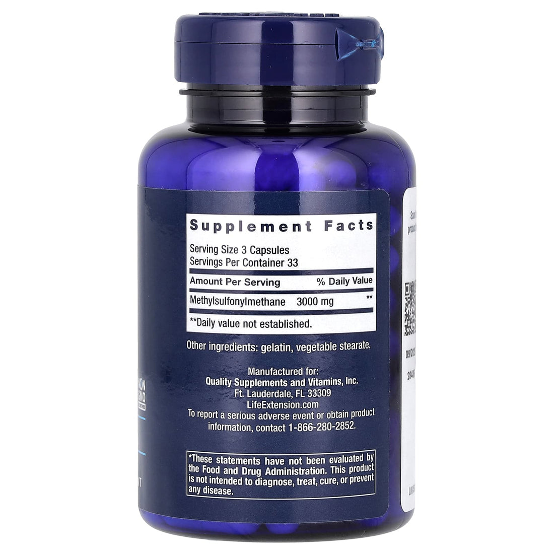 MSM, 3,000 mg, 100 Capsules (1,000 mg per Capsule)
